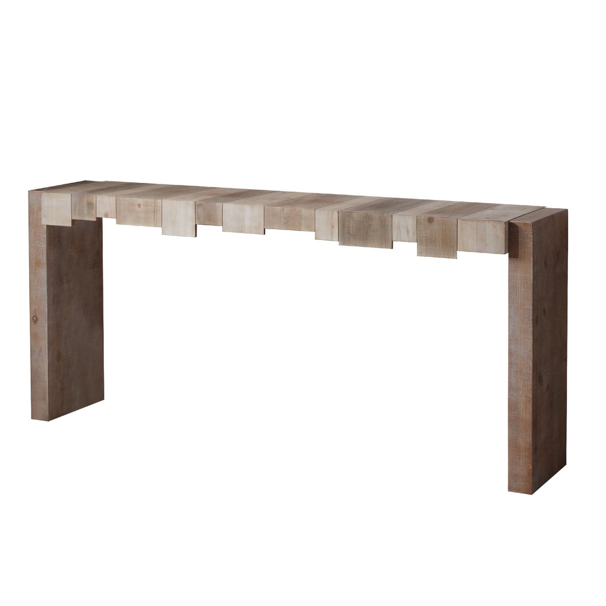 Modern Rustic Console Table - 71' Entryway Table with Sculpted Block Design - Narrow Sofa Table for Hallway, Living Room, or Foyer