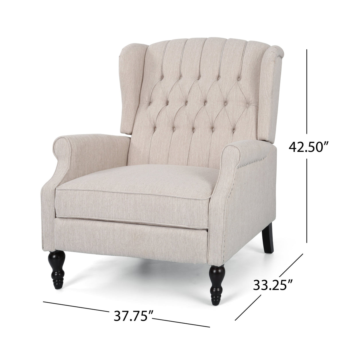 Push Back Recliner Chair Fabric Lounge Armchair