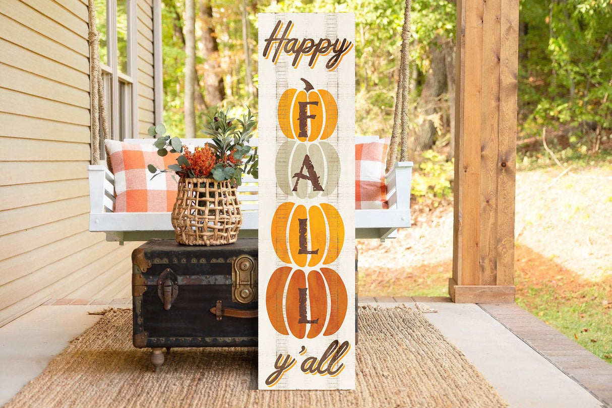 36in "Happy Fall Y'all" Wooden Porch Sign - Seasonal Front Door Decor for Autumn Celebrations - Tuesday Morning - Front Porch Decor