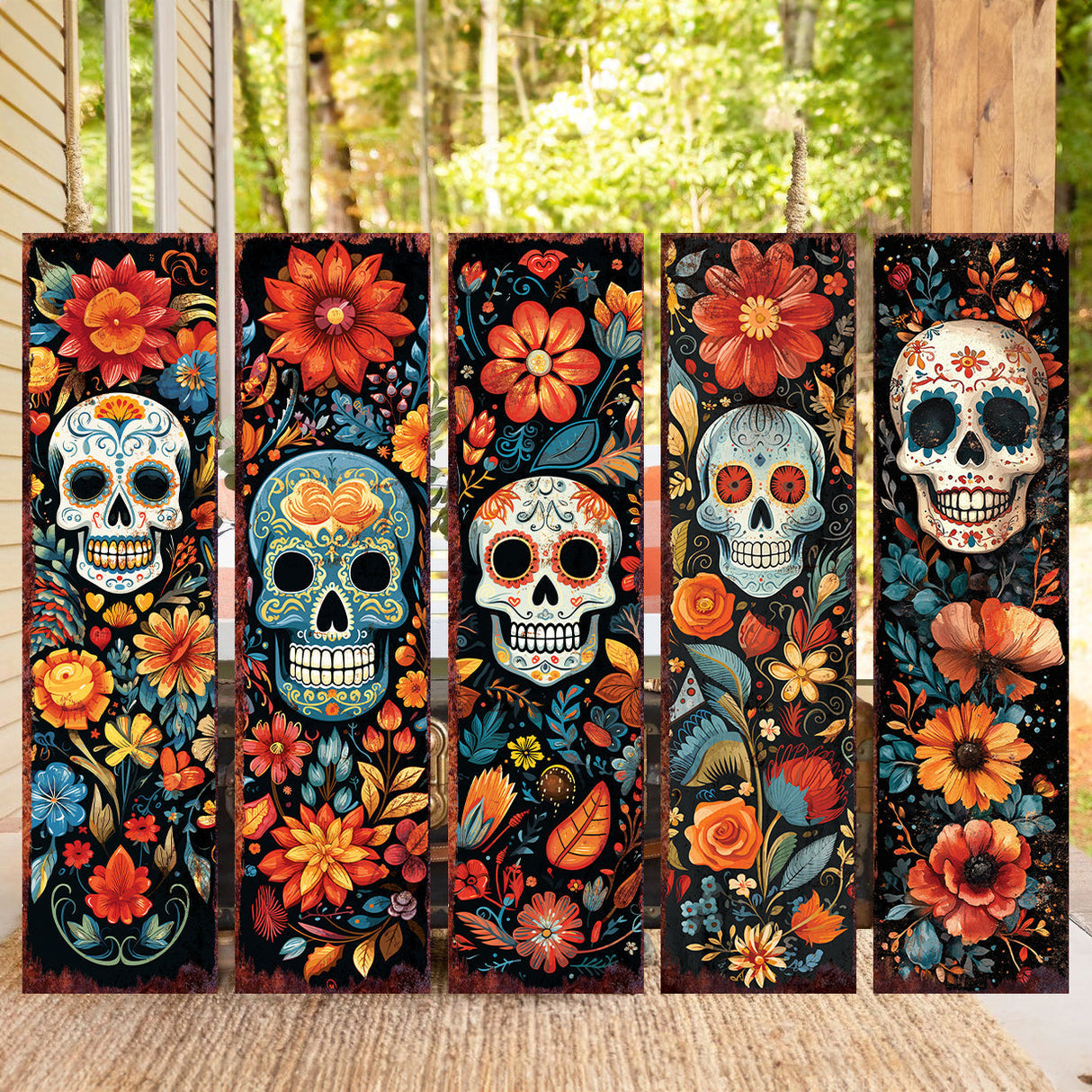 36 Inch Dia De Los Muertos Sugar Skull Porch Sign