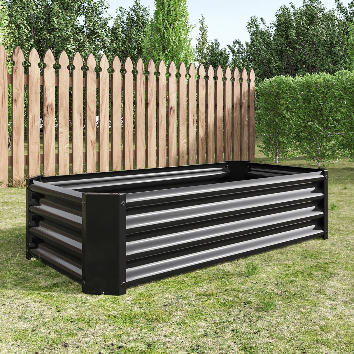 Metal Raised Garden Bed, 4×2×1ft Rectangle Planter