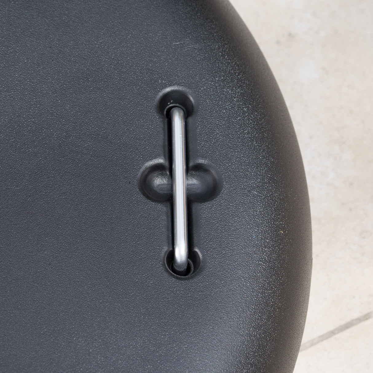 Modern Wheelie Round Umbrella Base with Stainless Steel Holder in Black Concrete