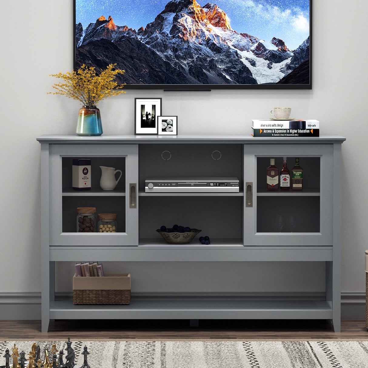 Sideboard Buffet Table with DoorsGrey