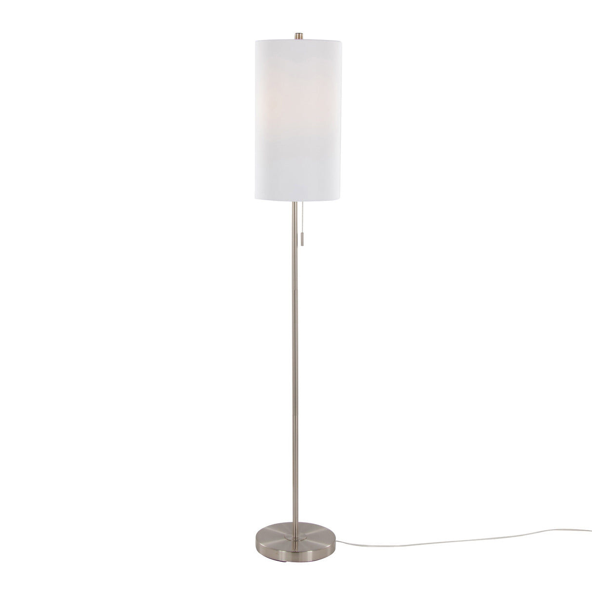 Bounty 62' Contemporary Metal Floor Lamp in Brushed Nickel with Linen Shade