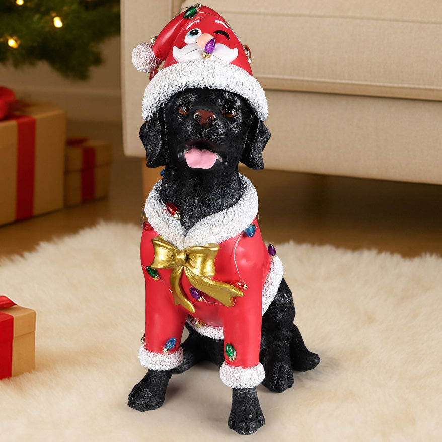 Festive Labrador Christmas Statue