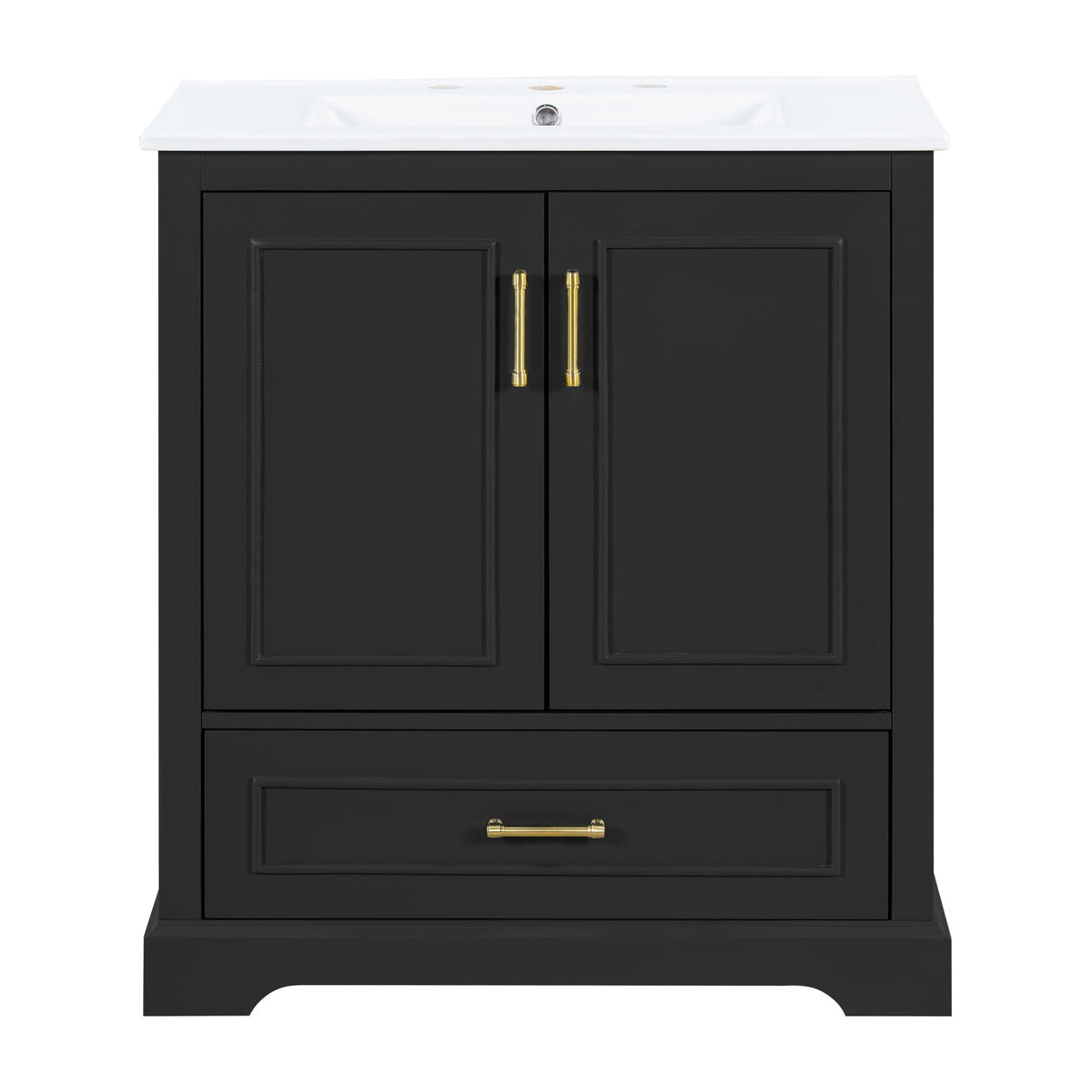 Bathroom Vanity With Sink, 1 Divided Drawer And 2 Soft Close Doors With Double Shelf