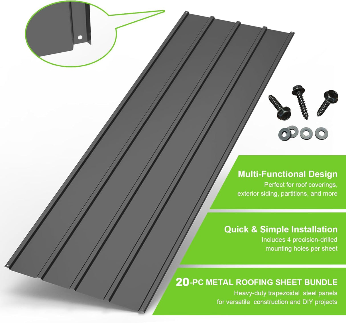 20PCS Metal Roofing Panels - Corrugated Galvanized Roof Panels