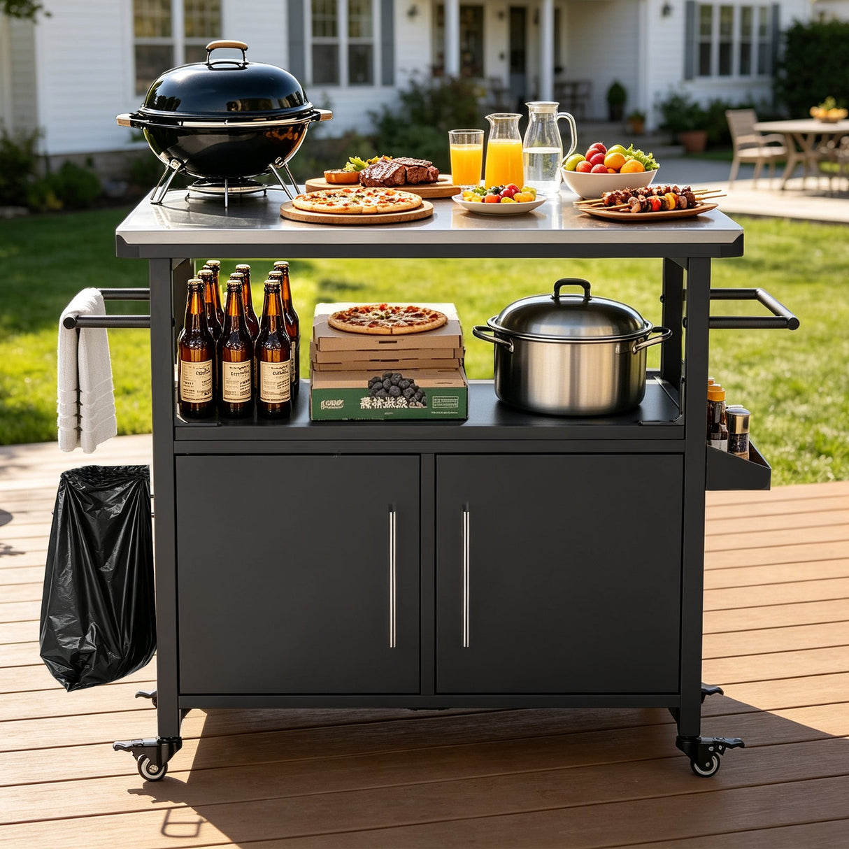 Outdoor Grill Cart with Patio Furniture