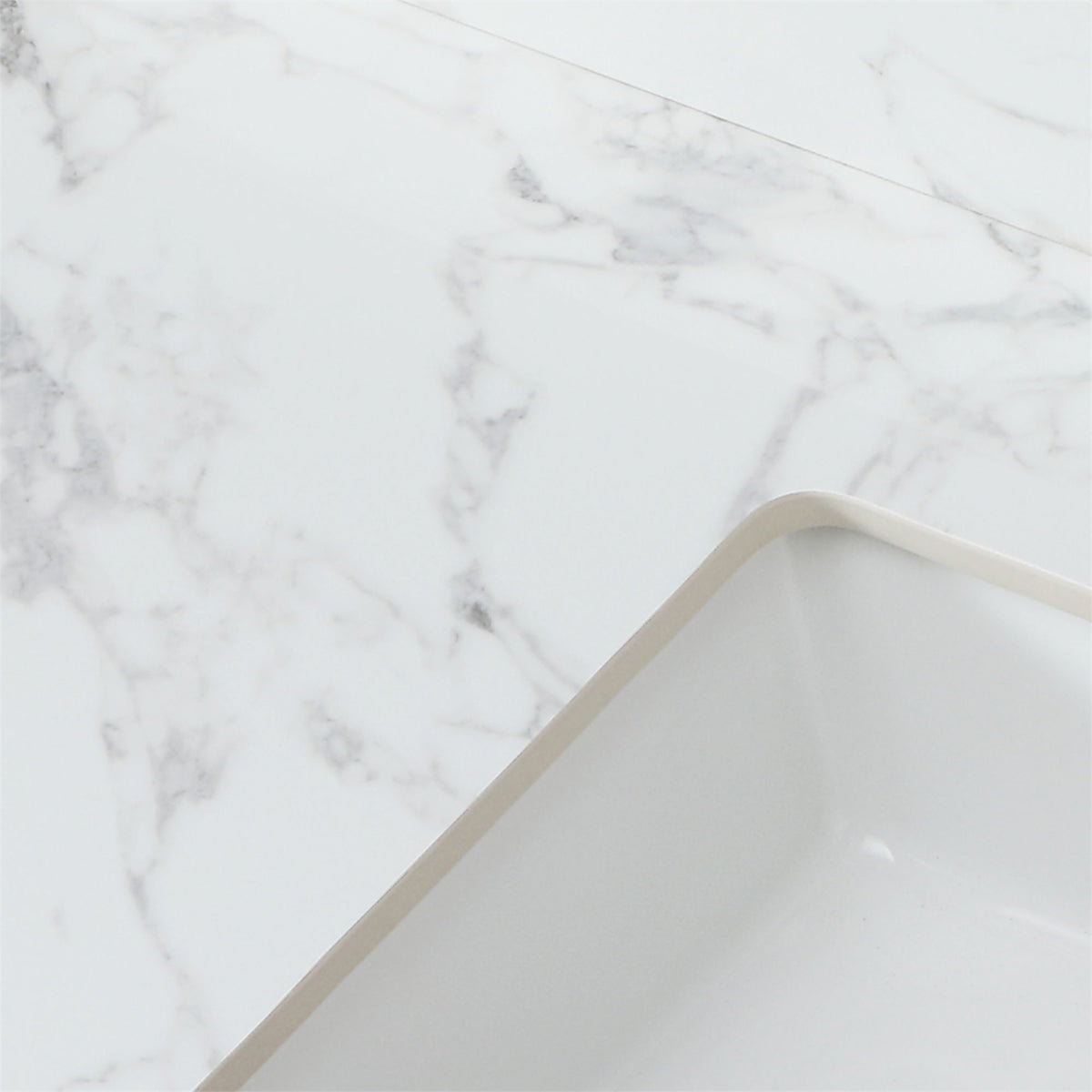Elegant Sintered Stone Bathroom Vanity Top With Rectangular Undermount Ceramic Sink