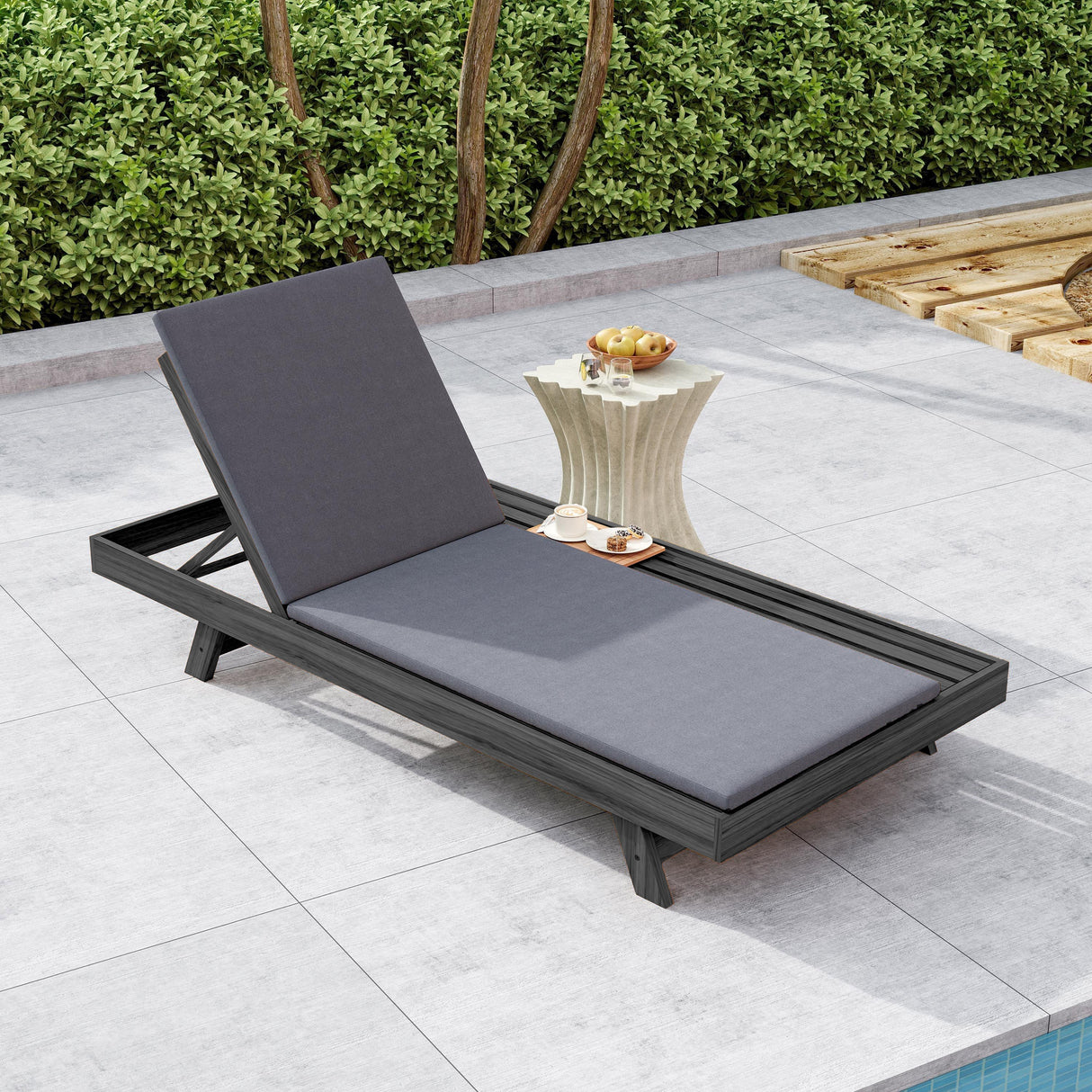 Lounge Chaise Set in Acacia Wood