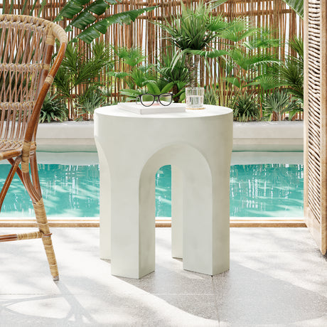Outdoor-MGO-Round-Top-Side-Table/End-Table,-Living-Room-Accent-Table,-Antique-White-