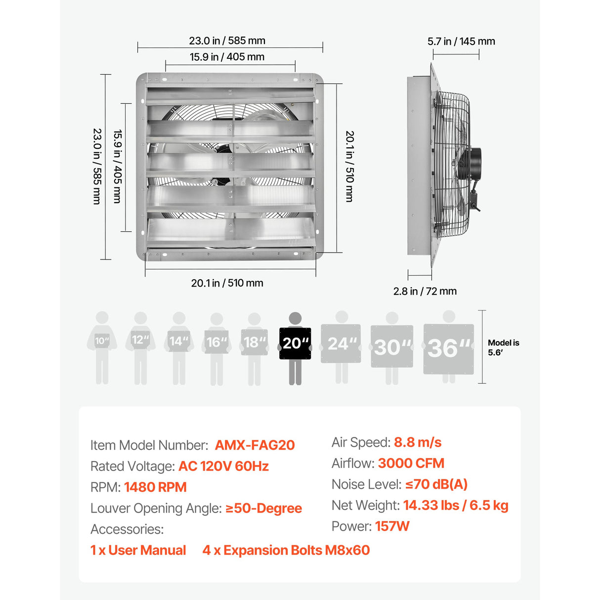 20-Inch Shutter Exhaust Fan