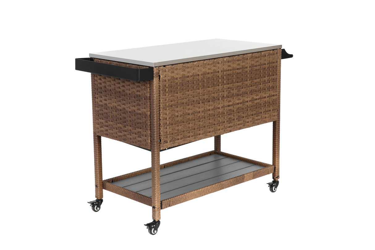 Outdoor Wicker Bar Cart