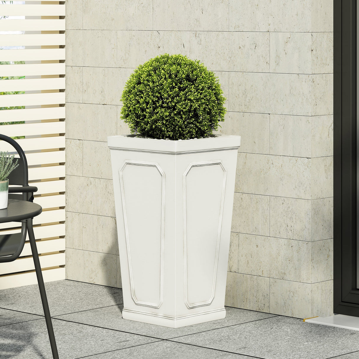 16" x 30.5" Outdoor MGO Planter with Antique White Finish