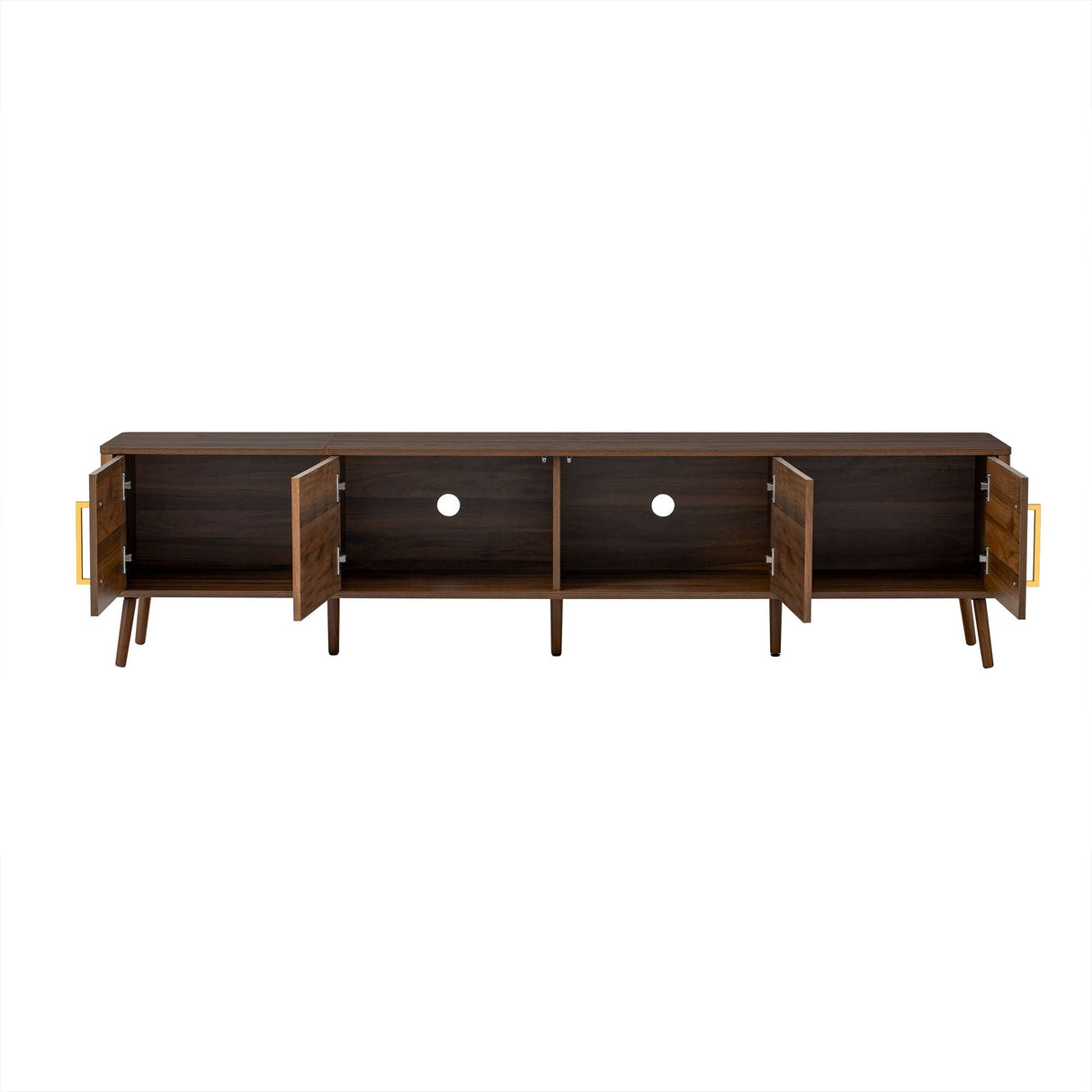 TV Stand For TVs Up To 85" With Fluted Door, Cable Management, Soft-Closing Hinges - Walnut