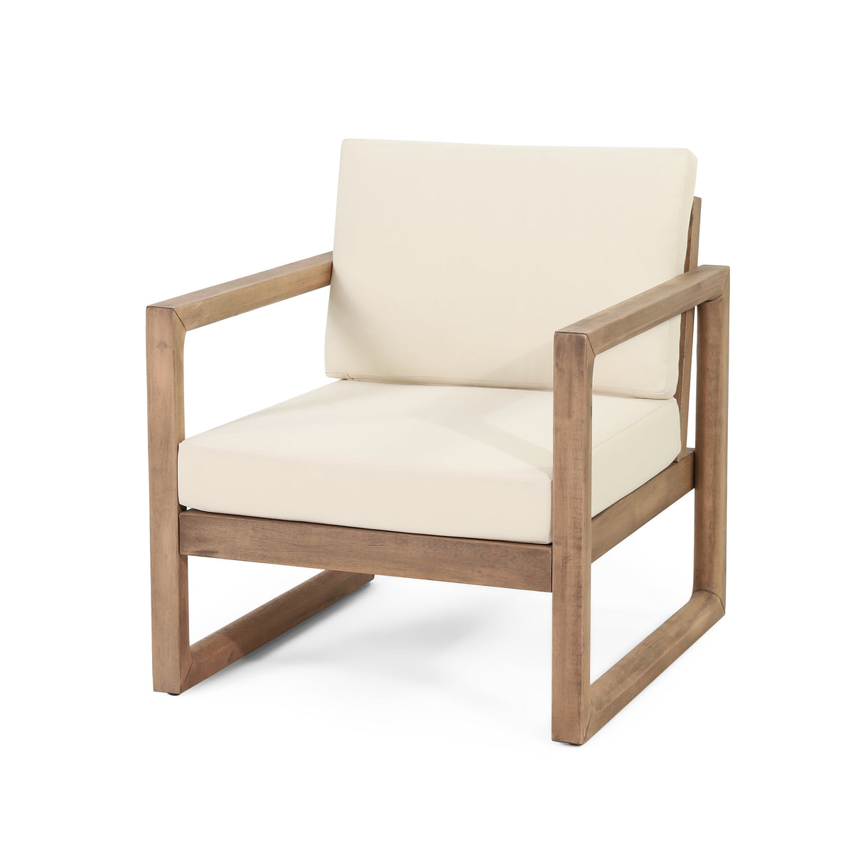 Set of 2 Outdoor Acacia Wood Patio Club Chair