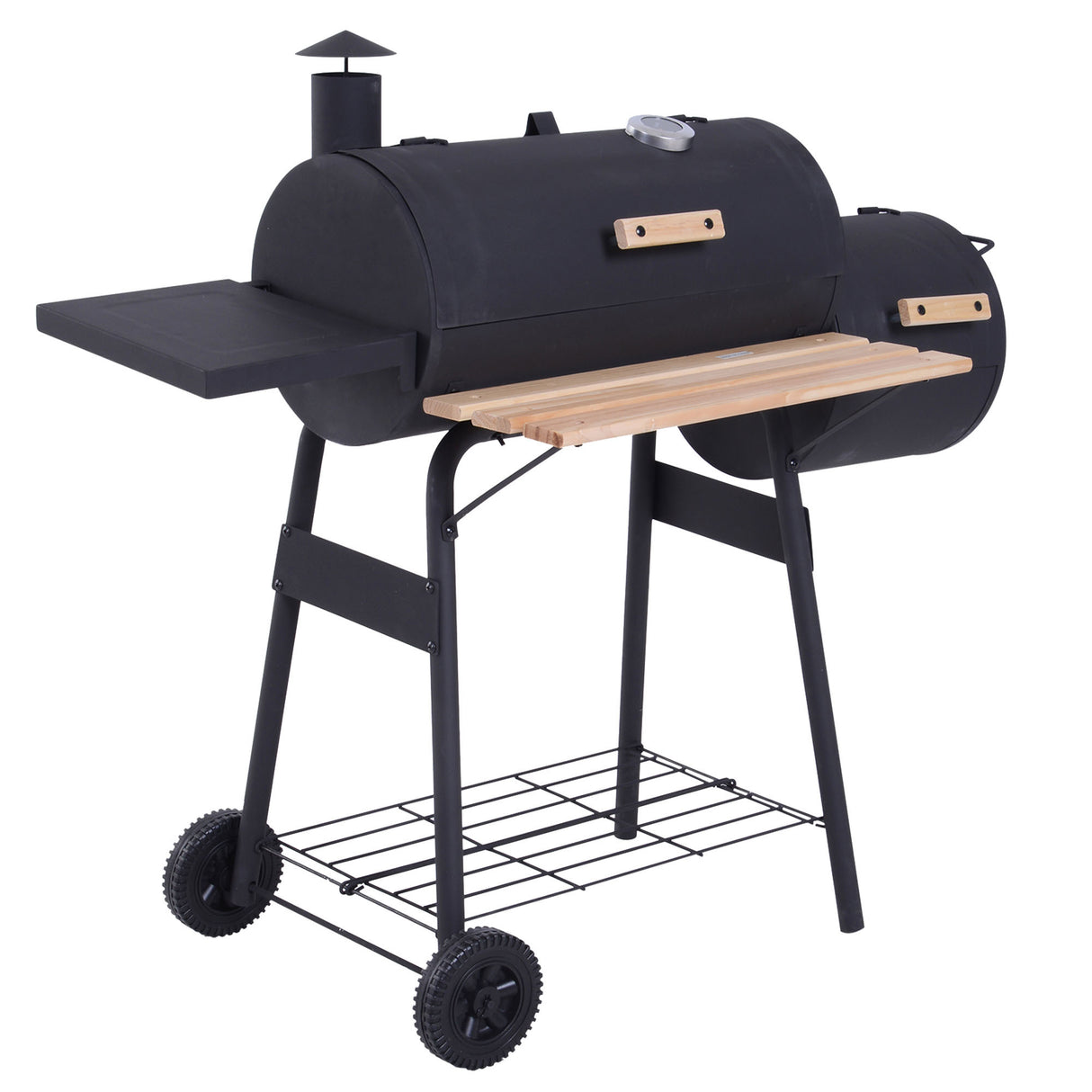 Outsunny-48'-Steel-Portable-Backyard-Charcoal-BBQ-Grill-and-Offset-Smoker-Combo-with-Wheels-