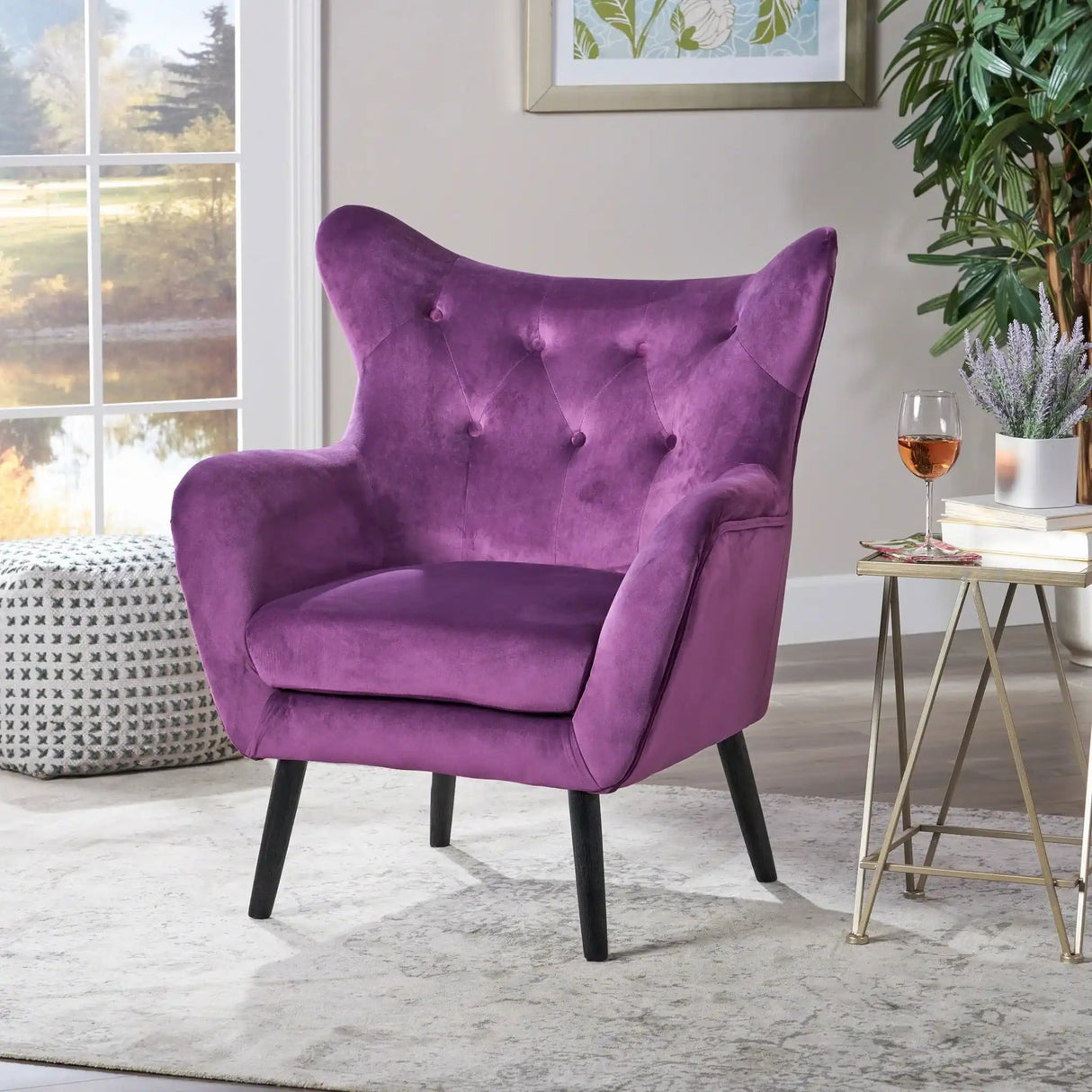 Alyssa - Mid Century Upholstered Arm Chair With Wingback Design