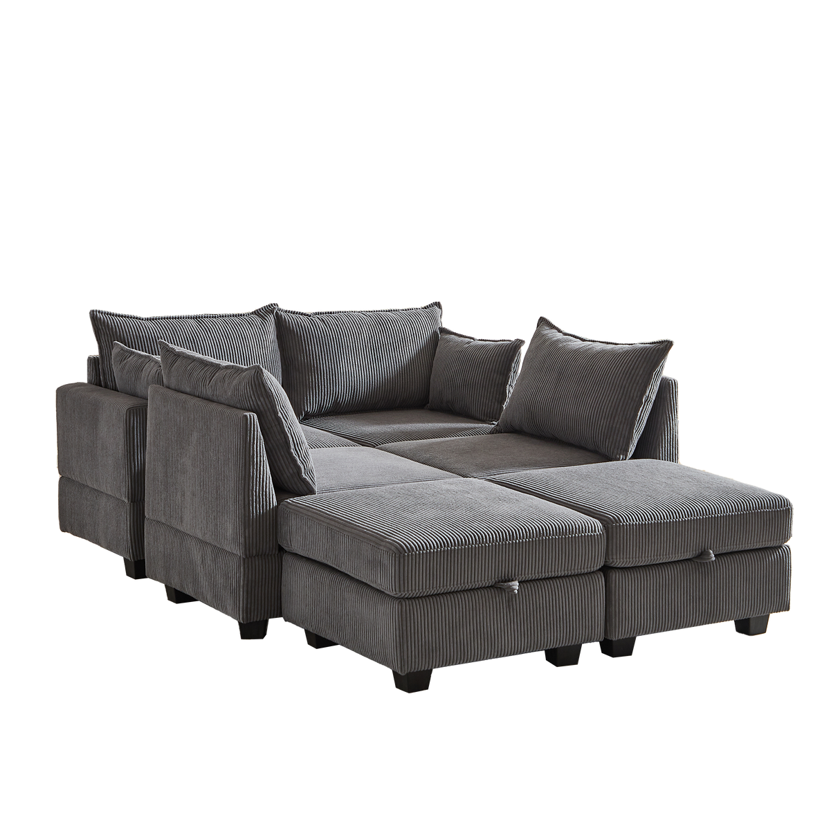113.5'' Modular Sectional Corduroy Sofa with Storage Ottoman