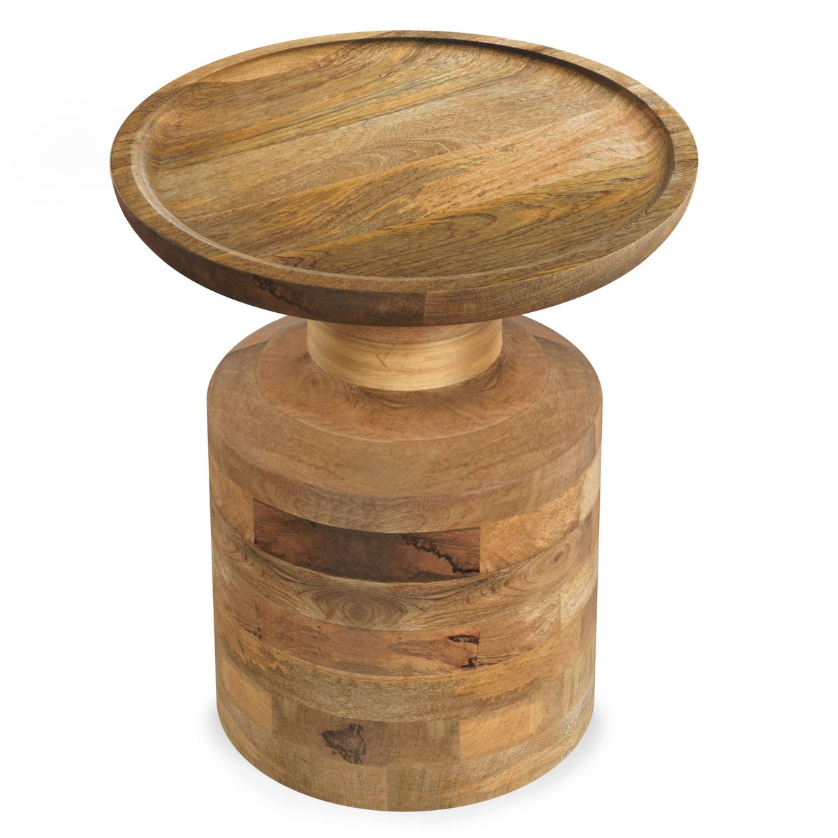Handcrafted Wooden Accent Table with Sculptural Design - Multiple Colors
