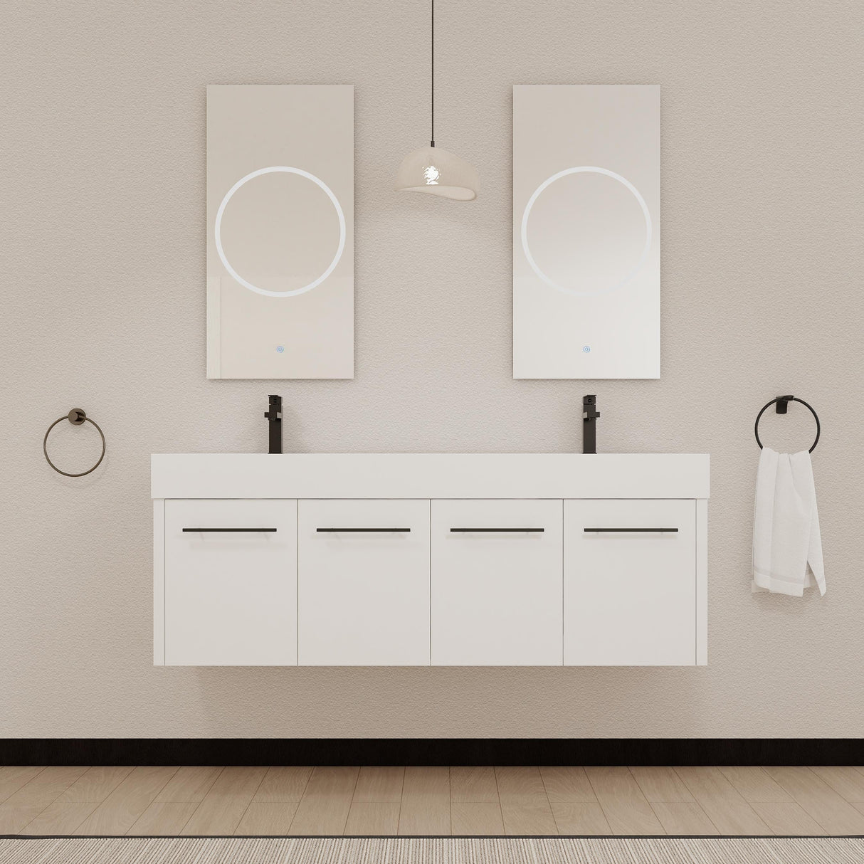 60 Inch Wall-Mounted Bathroom Vanity with Sink