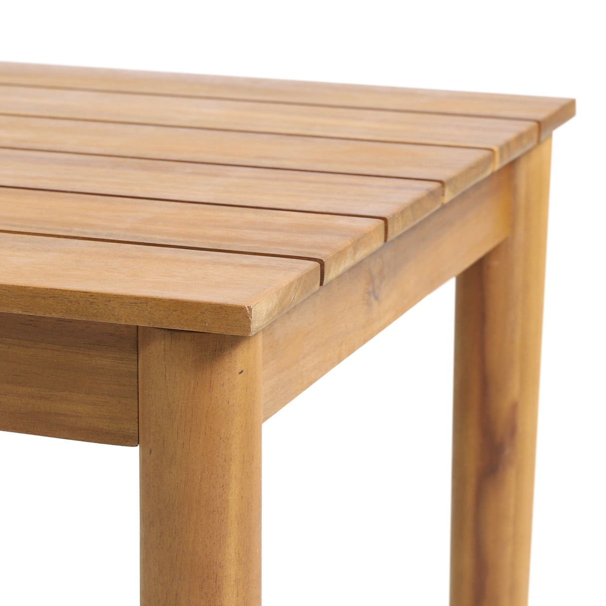 Acacia Wood Outdoor Set: 2 Club Chairs and Rustic Slat Side Table