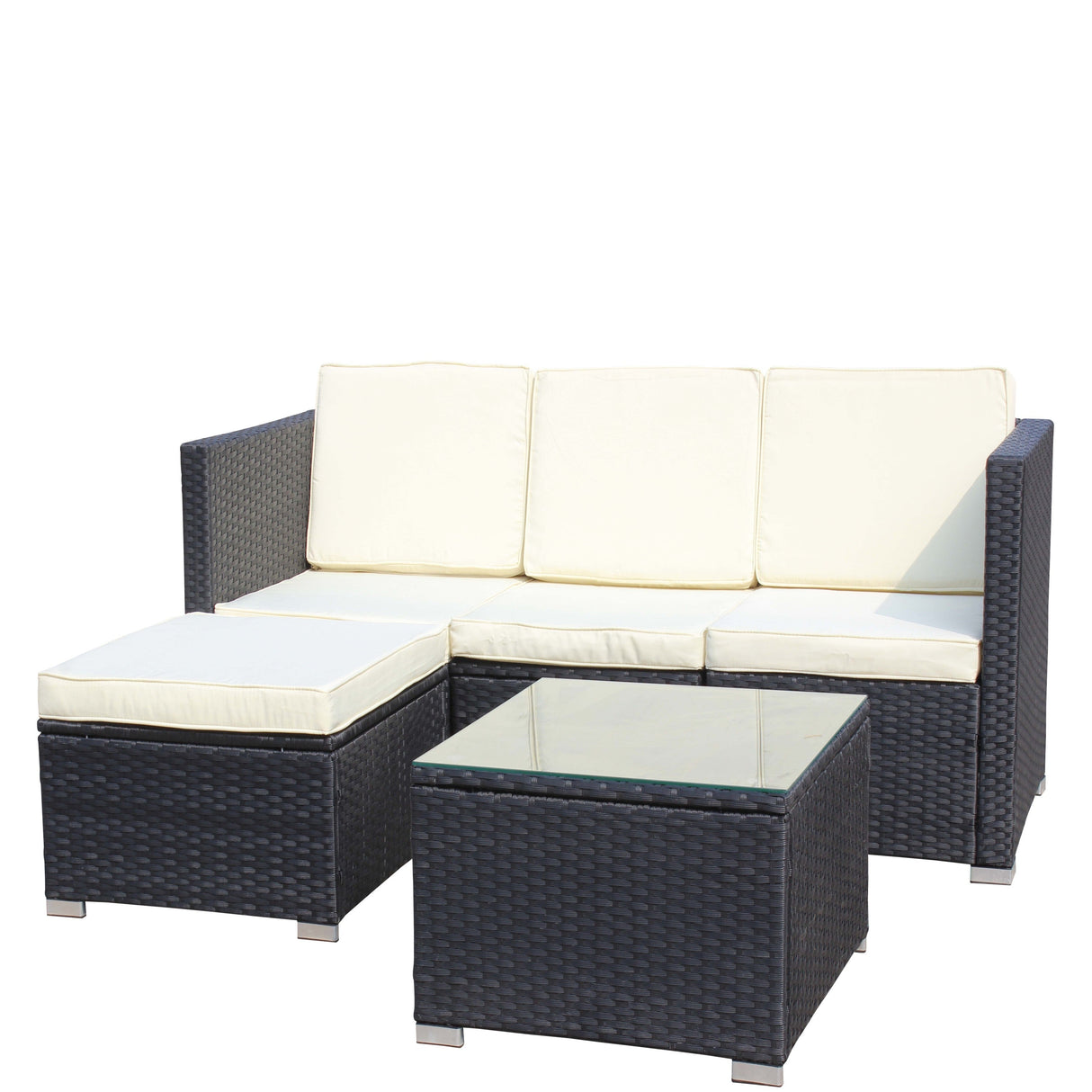 Outdoor 5-Piece PE Rattan Wicker Patio Sofa Set with Coffee Table