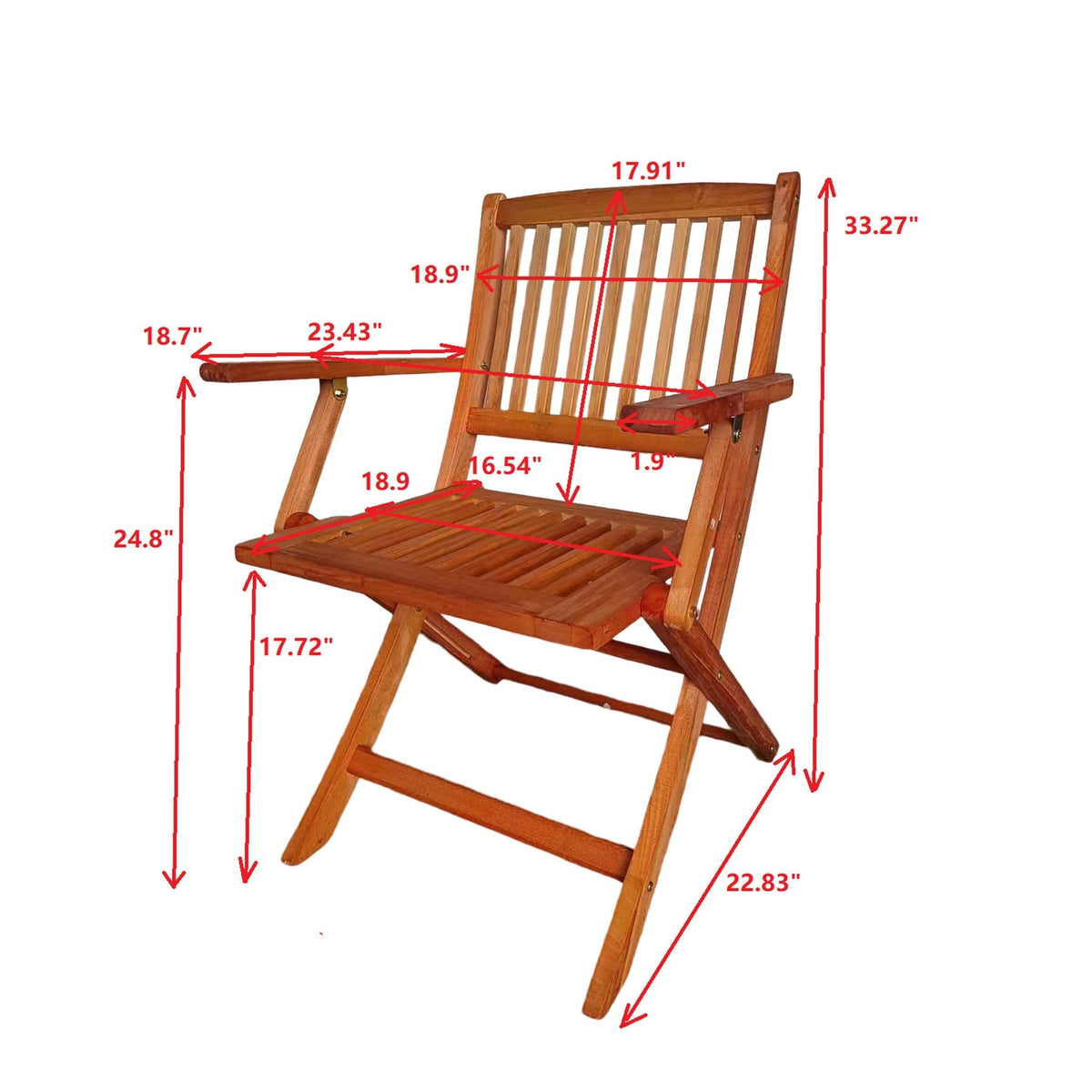 Foldable Patio Dining Chair Set with Folding Design - Teak
