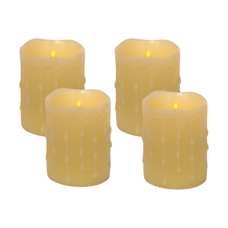 LED-Dripping-Wax-Pillar-Candles-Set-of-4-Yellow-Candles