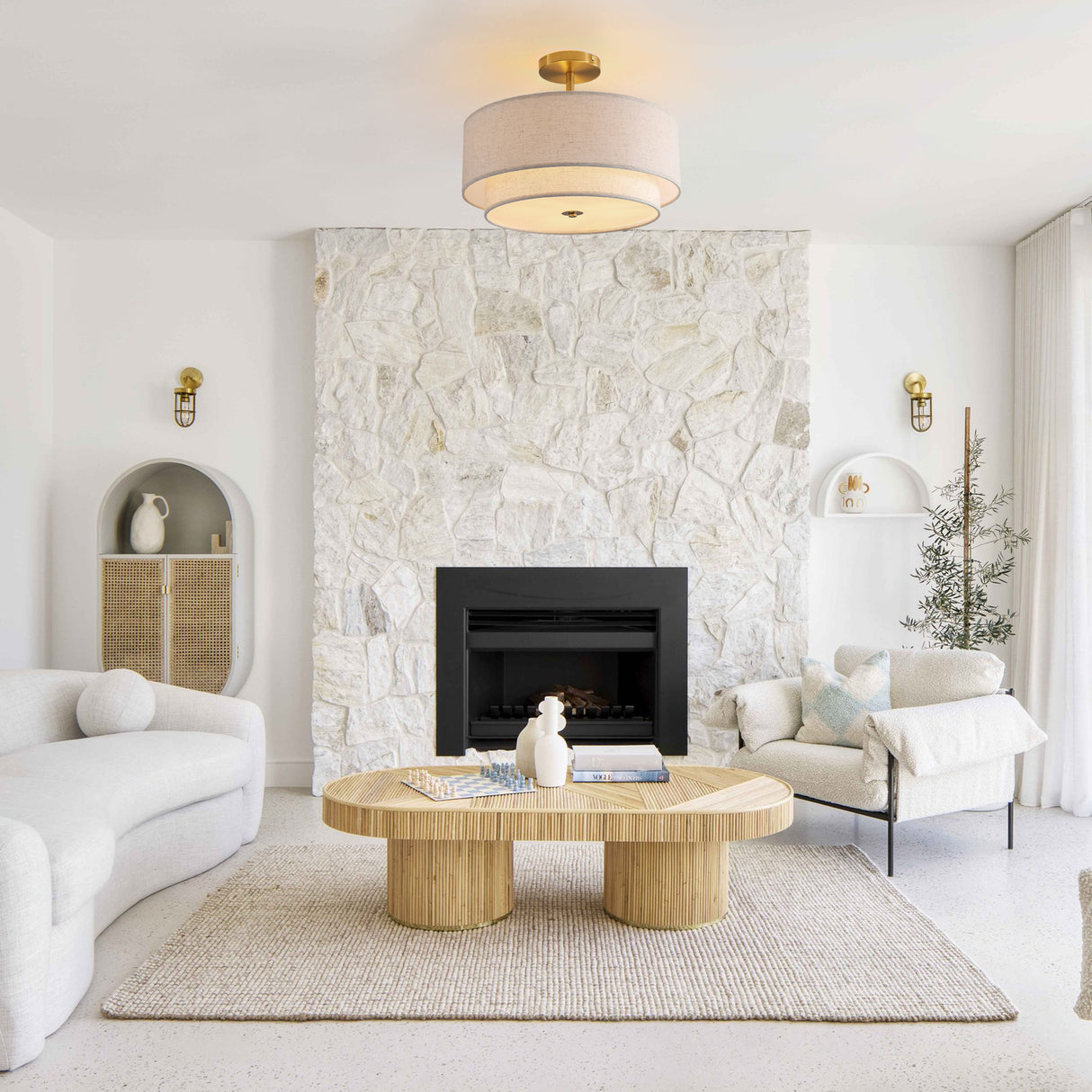 15' Modern Ceiling Light Fabric Upholstered