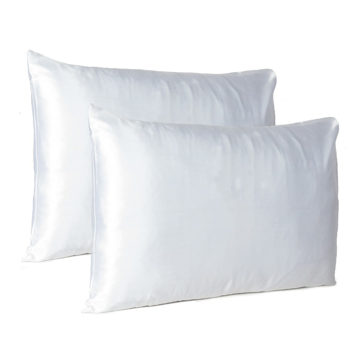 White-Dreamy-Set-Of-2-Silky-Satin-Standard-Pillowcases-Bed-Sheets