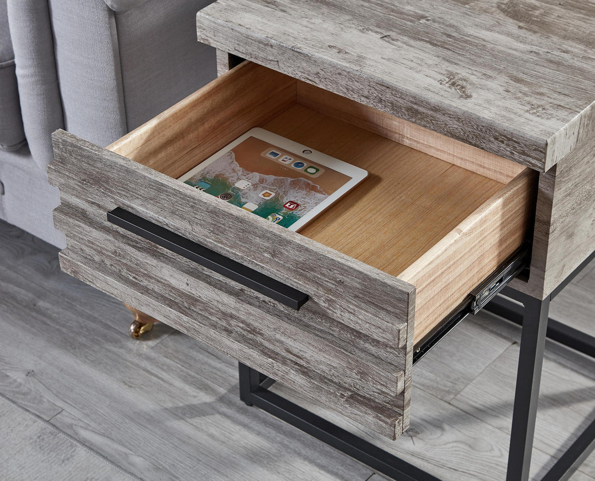 Astral 3-Piece Upholstered Bedroom Set with Tufted Wingback Bed and Two Gray Nightstands