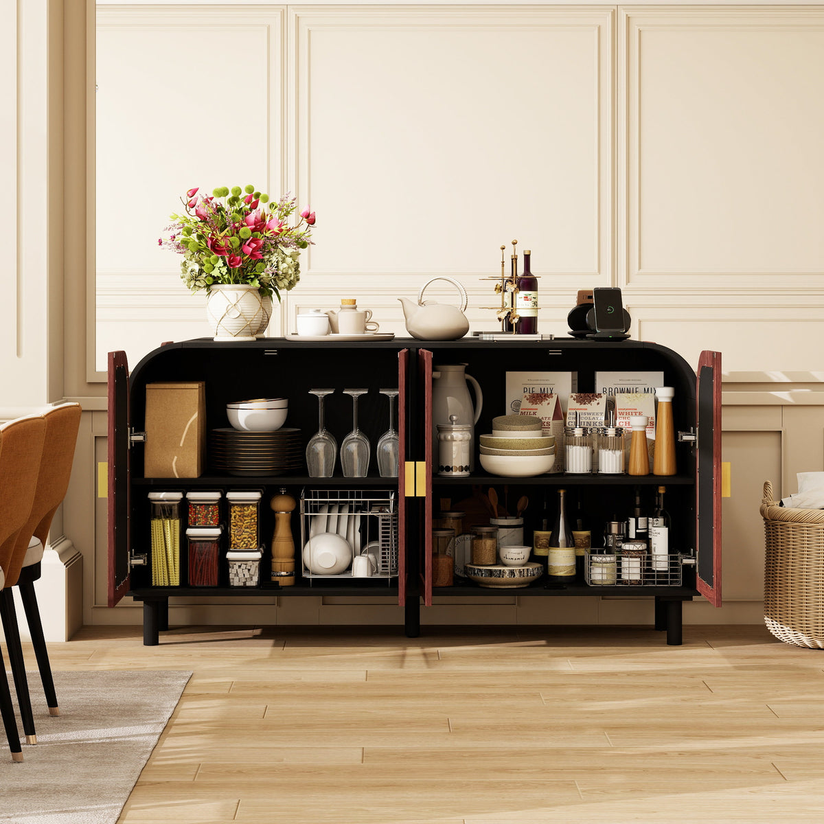 Vintage Arched Sideboard Cabinet with Mid-Century Vintage Style