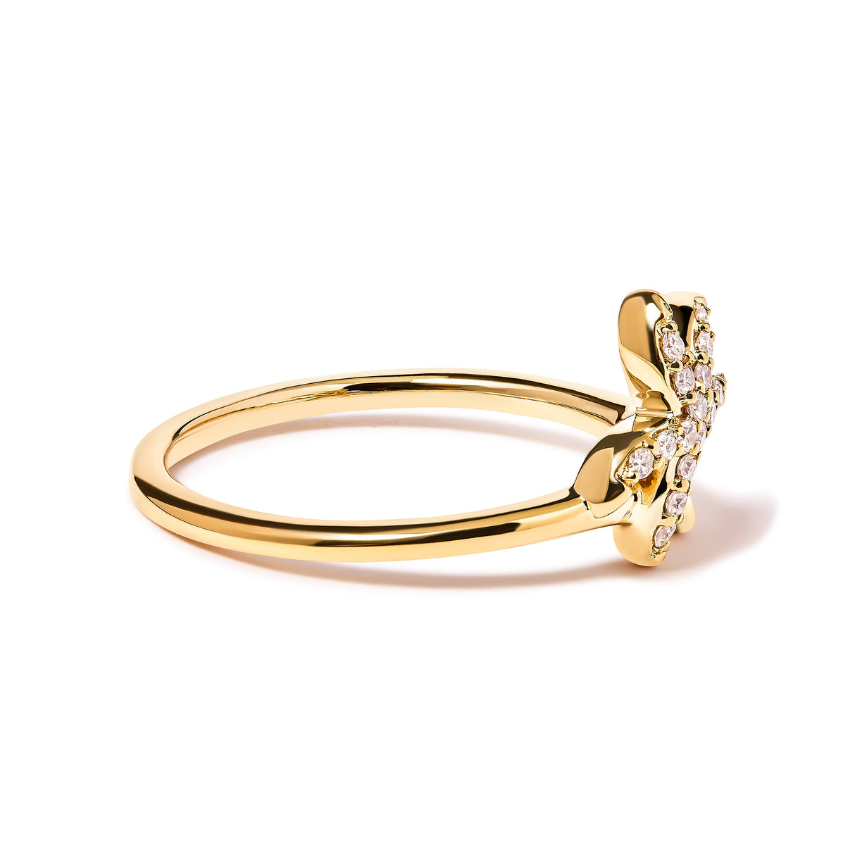10K Yellow Gold 1/10 Cttw Diamond Palm Tree Statement Ring (H-I Color, I1-I2 Clarity) - Ring Size 7