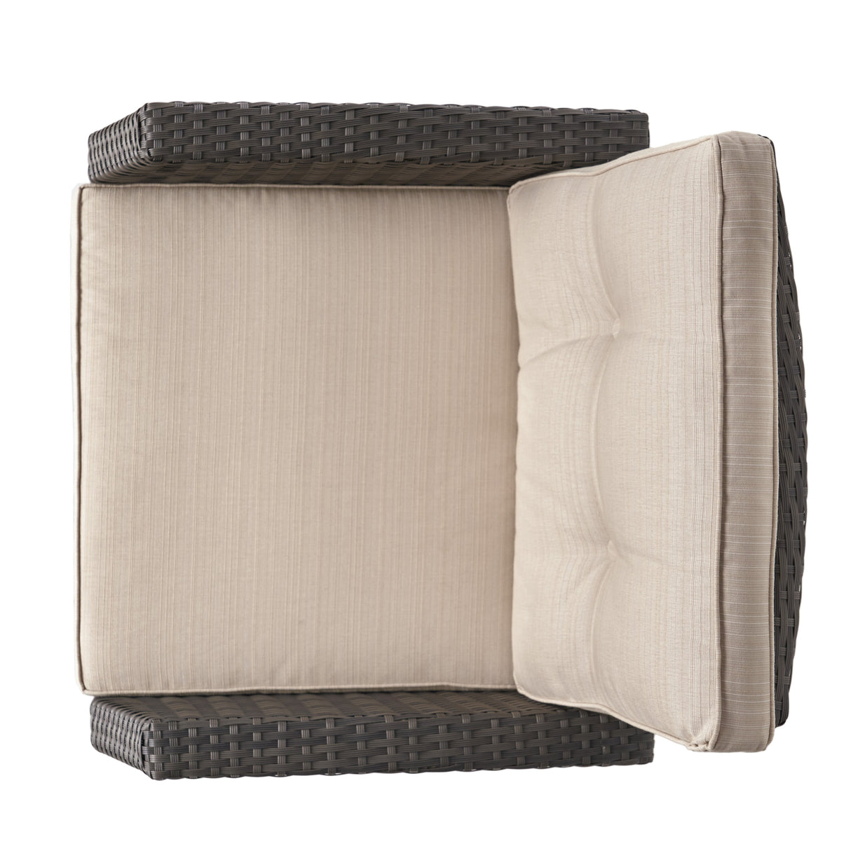 ST MARTA Single Sofa Outdoor Relaxation Seat Grey PE Rattan Waterproof Fabric