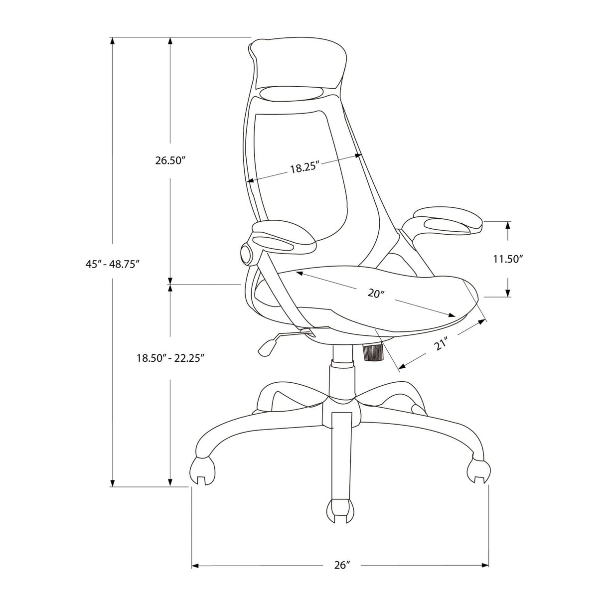 Office Chair, Adjustable Height, Swivel, Ergonomic, Armrests, Contemporary & Modern