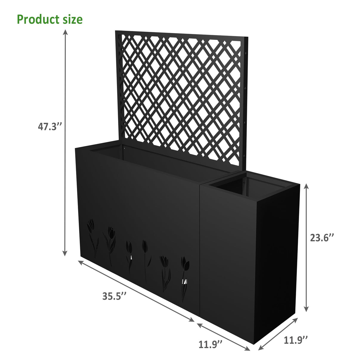 2-Piece Metal Planter Box with Trellis