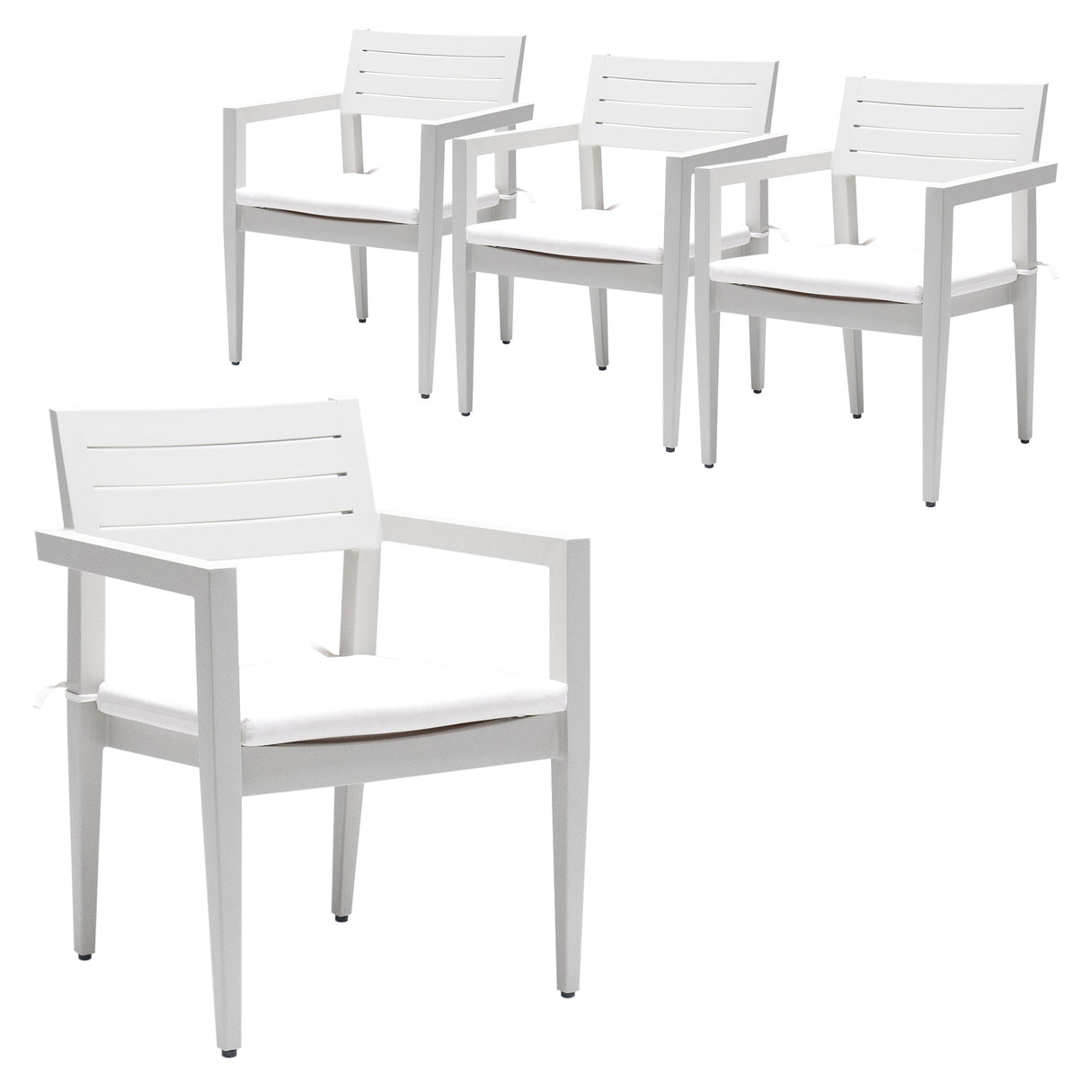 Outdoor Patio Aluminum Stationary Dining Chairs 4PCs with Outdoor-Grade Sunbrella Fabric Cushions