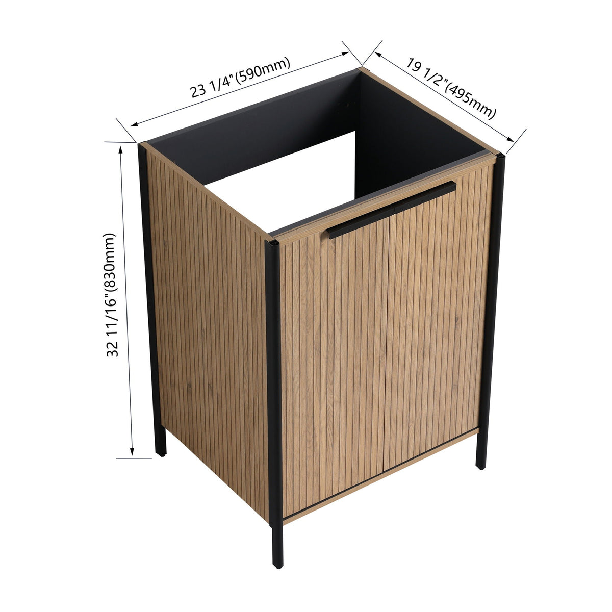 Light Brown Contemporary Freestanding Bathroom Vanity with Adjustable Shelves