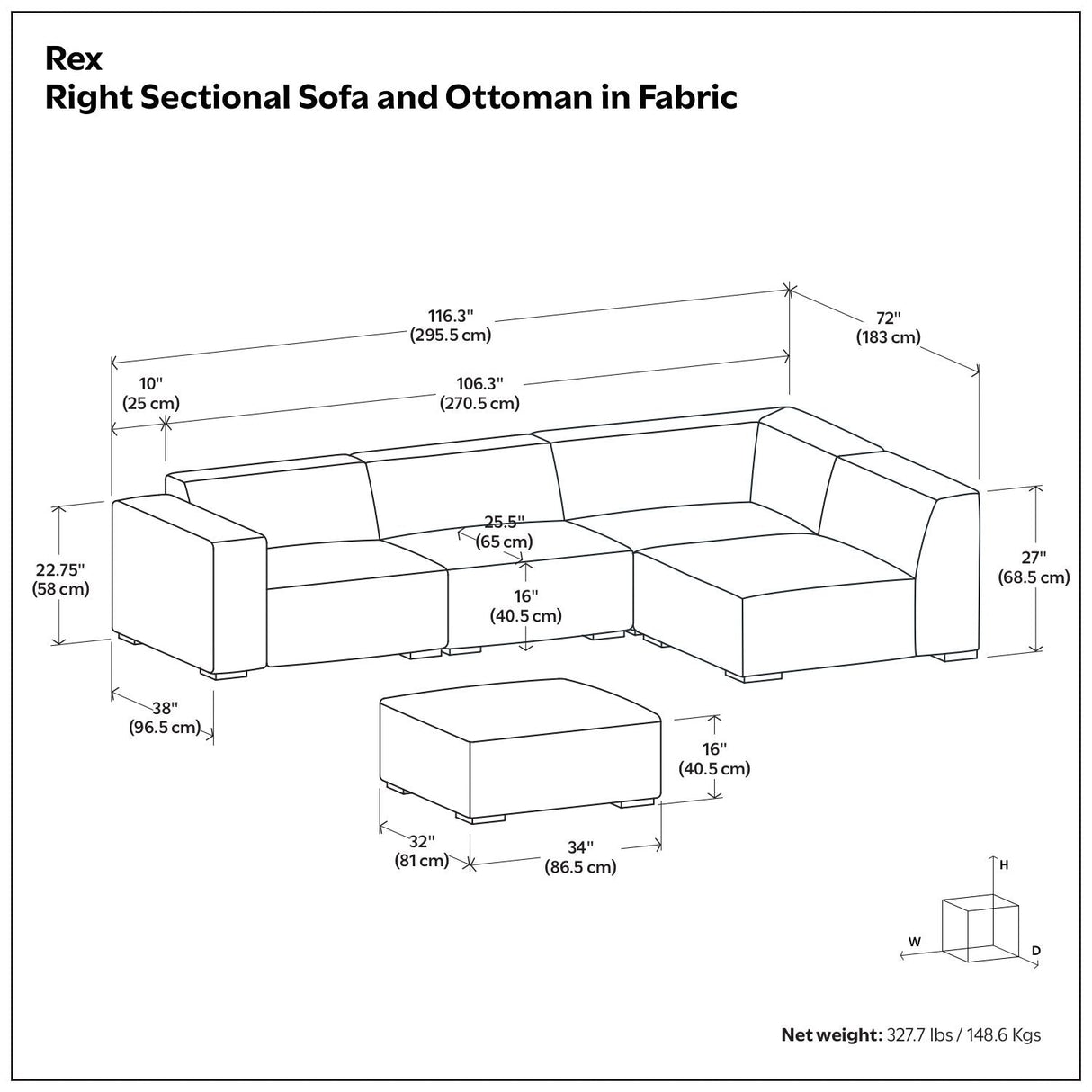 Rex - Handcrafted Sectional Sofa And Ottoman