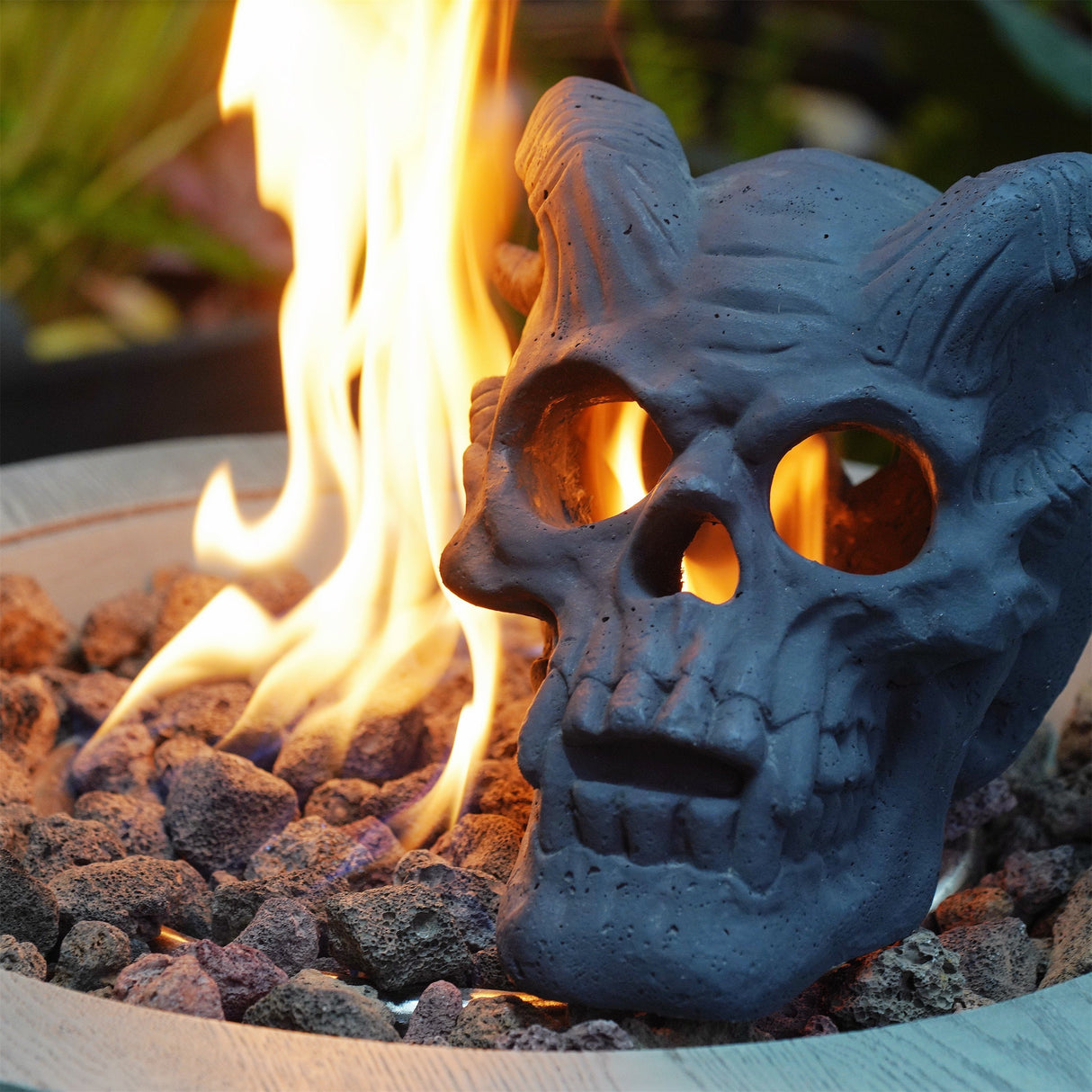 Hand-Forged Flame Skull for Fire Pits and Hearths