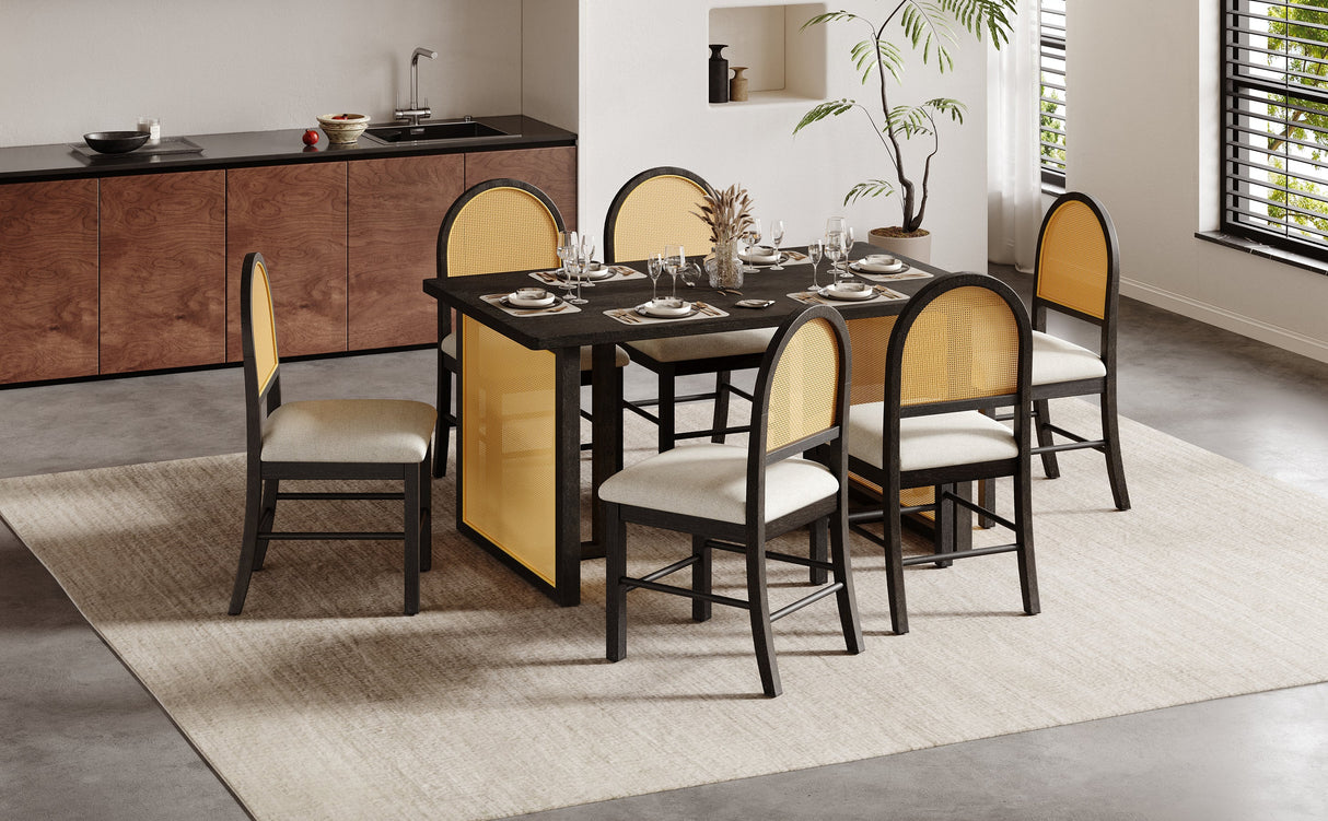 TREXM 7-Piece Farmhouse Dining Table Set for 6
