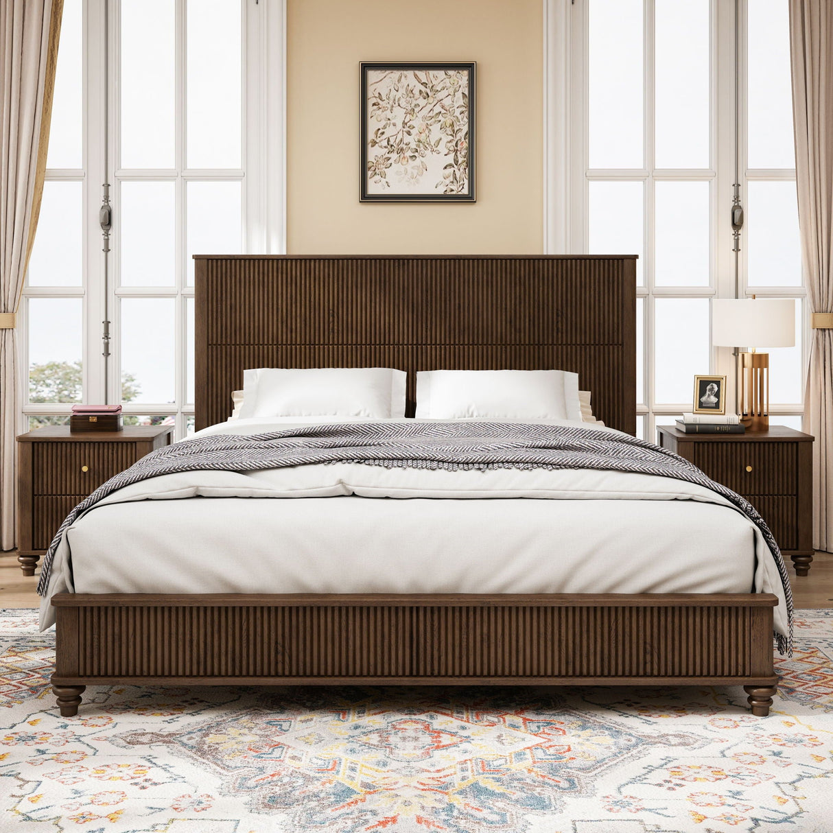 Platform Bed Frame With Tall Headboard