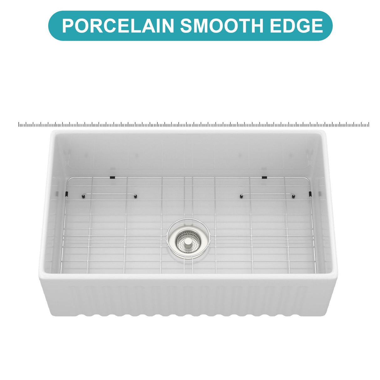 Apron-Front Reversible Single Bowl Kitchen Sink With Accessories - White
