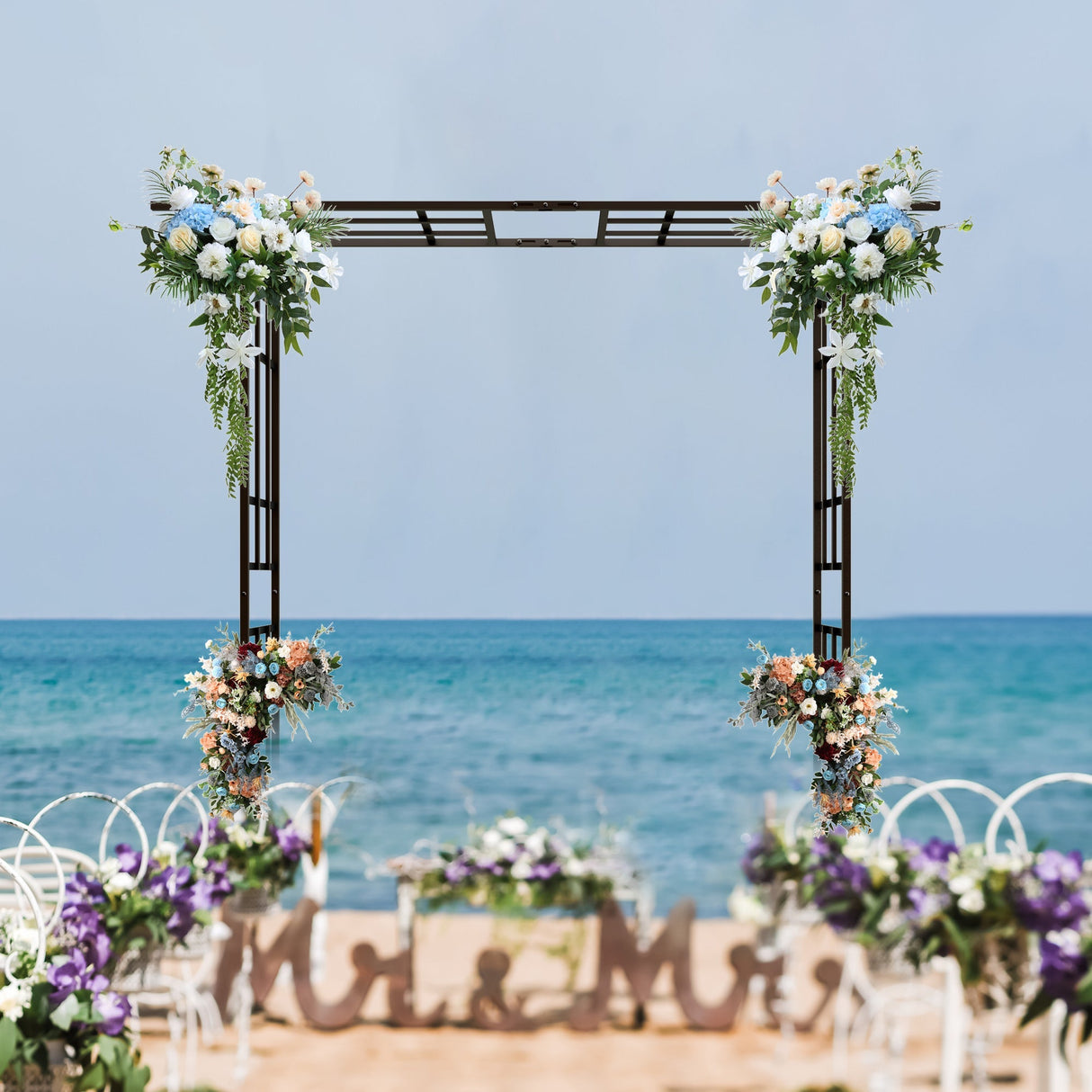 Metal Garden Arch with Adjustable Width for Climbing Plants