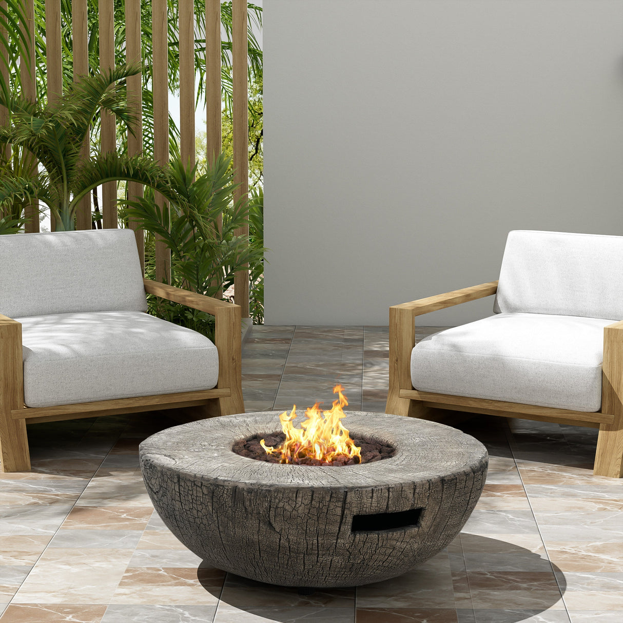 Patio MGO Propane Fire Pit, 30,000 BTU, Light Grey