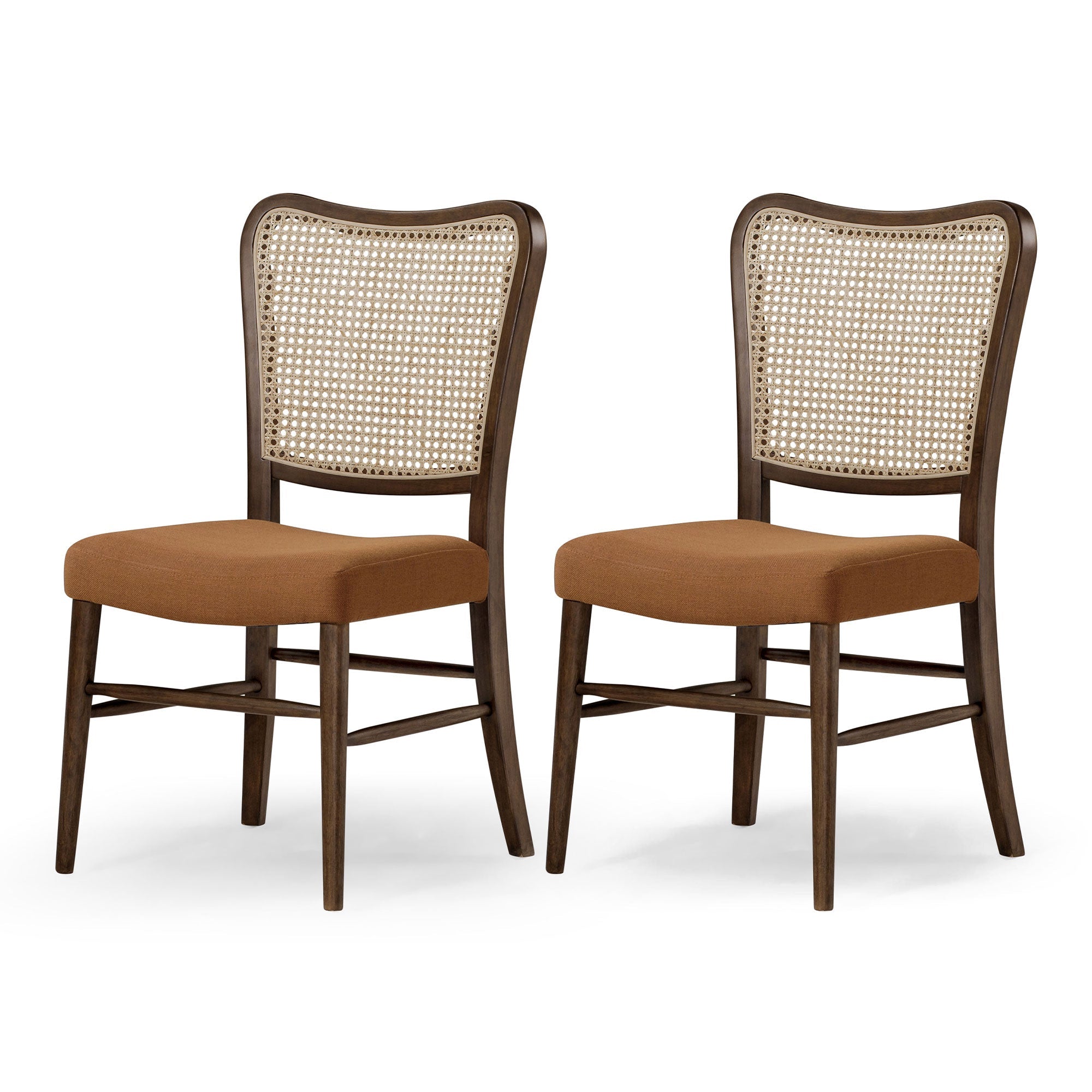 Maven-Lane-Vera-Wood-Dining-Chair,-Antique-Brown-&-Clay-Canvas-Fabric,-Set-of-2-Kitchen-&-Dining-Room-Chairs