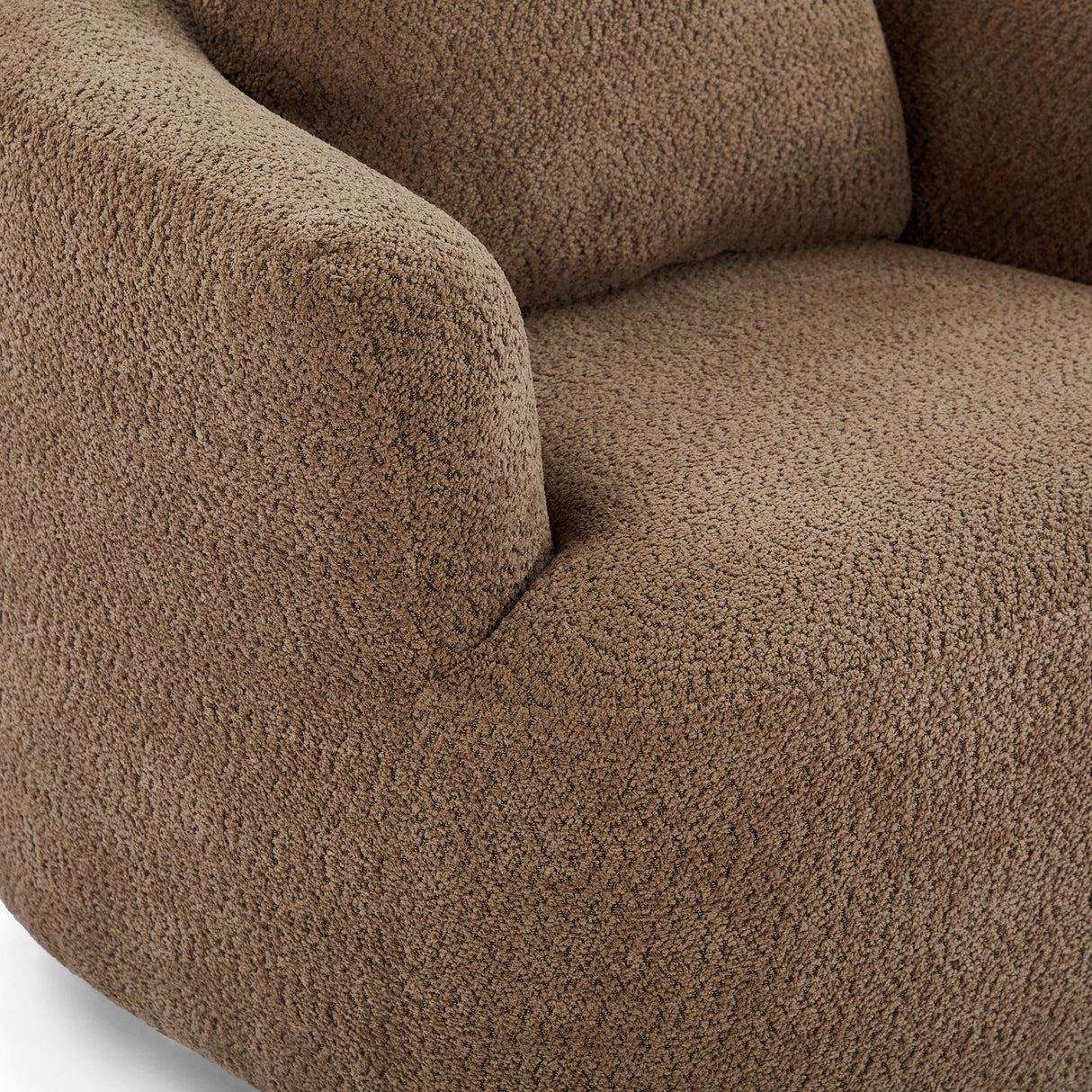 Chenille Upholstered 360° Swivel Chair with Throw Pillow, Dark Brown