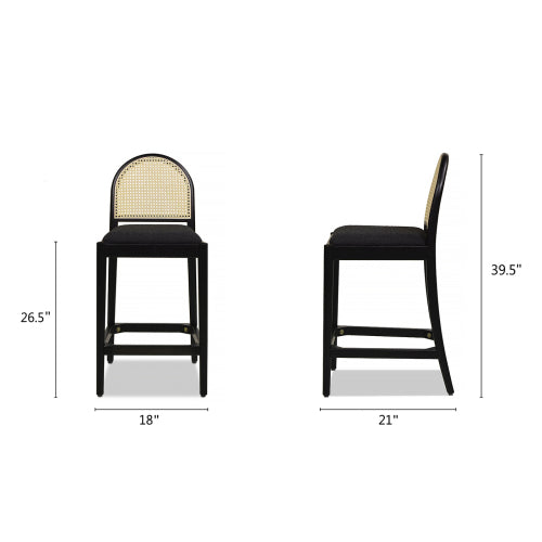 Arlin Upholstered Stool with Curved Back and Footrest - Set of 2