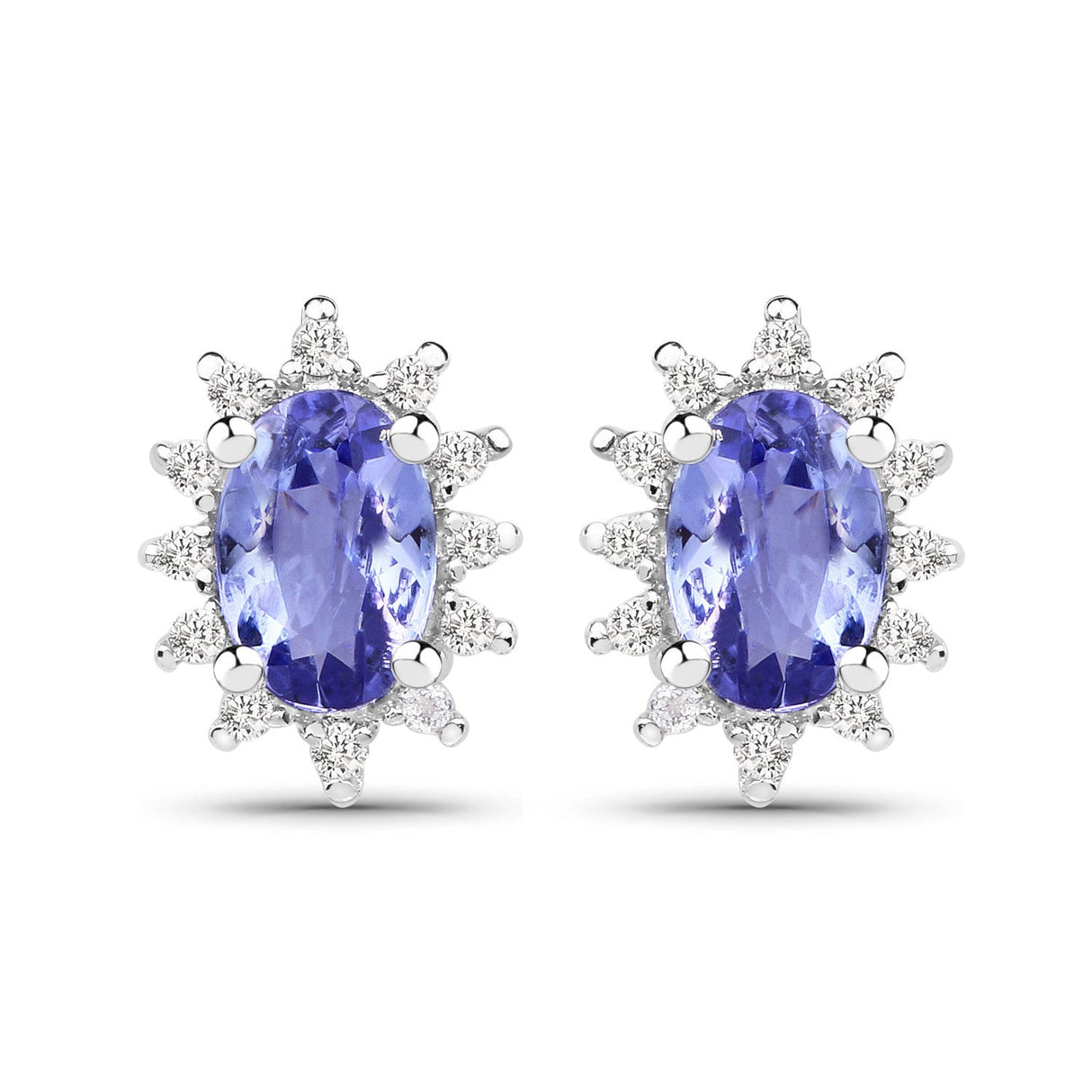 2.00 Carat Genuine Tanzanite and White Topaz .925 Sterling Silver Jewelry Set